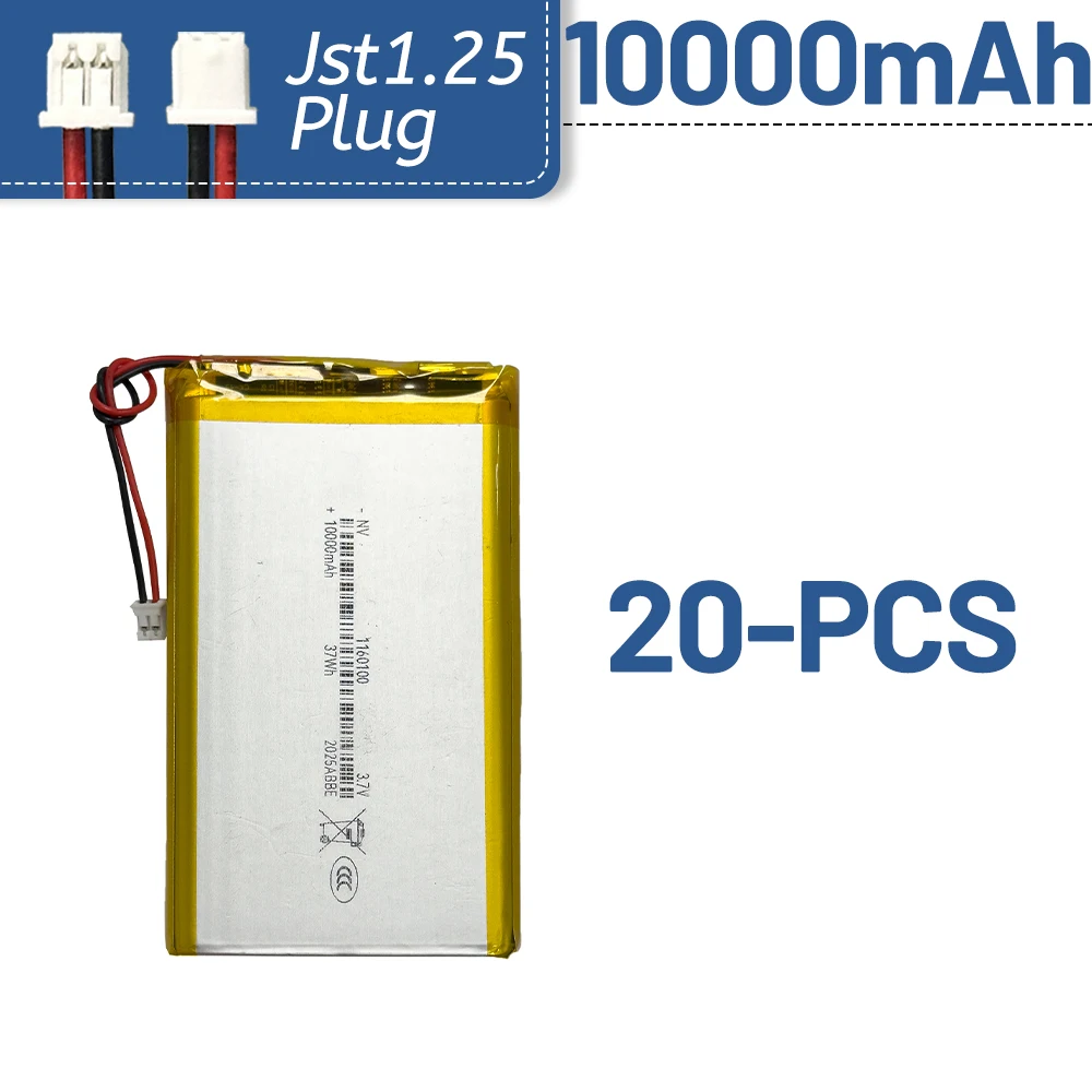 

1160100 Li lithium Batterie 10000mAh 3.7 V Li-po Rechargeable batteries For Tablet PC Power Bank MP4 battery PH2.0 Plug