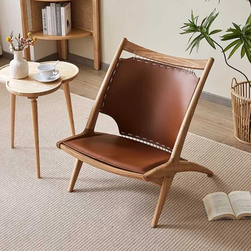 

Modern Fancy Nordic Chair Living Room Wood Brown Designer Simple Recliner Chair Ergonomic Comfy Fauteuil Salon Home Furniture