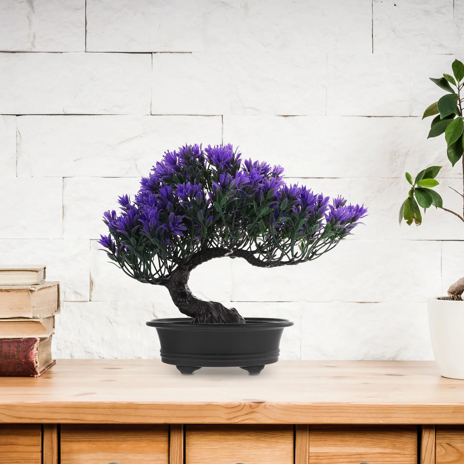 Realistischer künstlicher Miniatur-Bonsai-Baum aus roter Kiefer, immergrüne, pflegeleichte Kunstpflanze für die Dekoration von Schreibtischen und Regalen im Büro oder Zuhause. – Detail 7