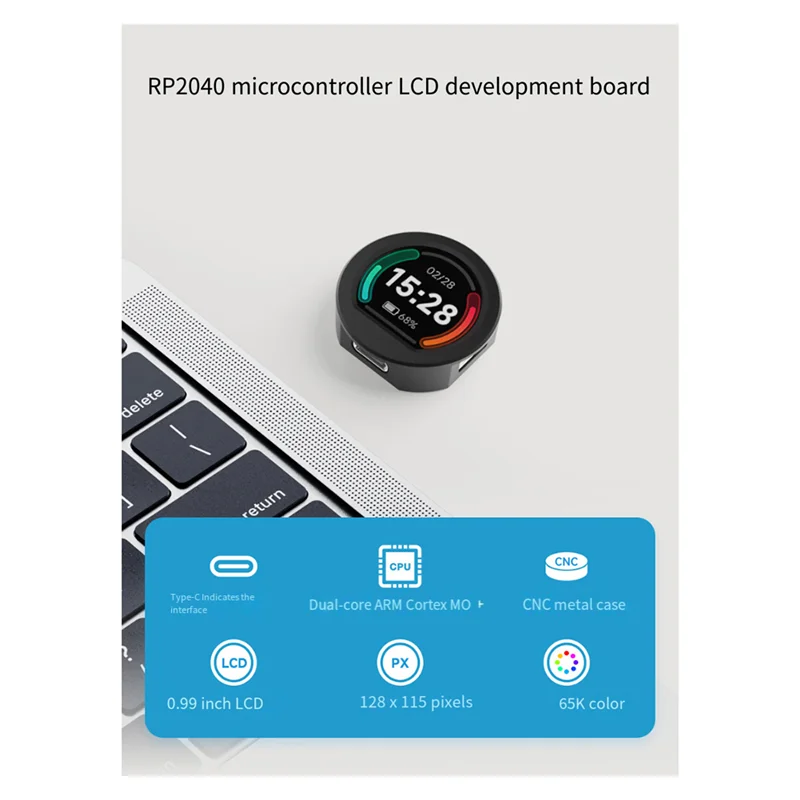 

Superb RP2040 Microcontroller MCU Board 0.99Inch Round LCD Display Gyro Sensor 65K Color Accelerometer CNC Metal Case Durable