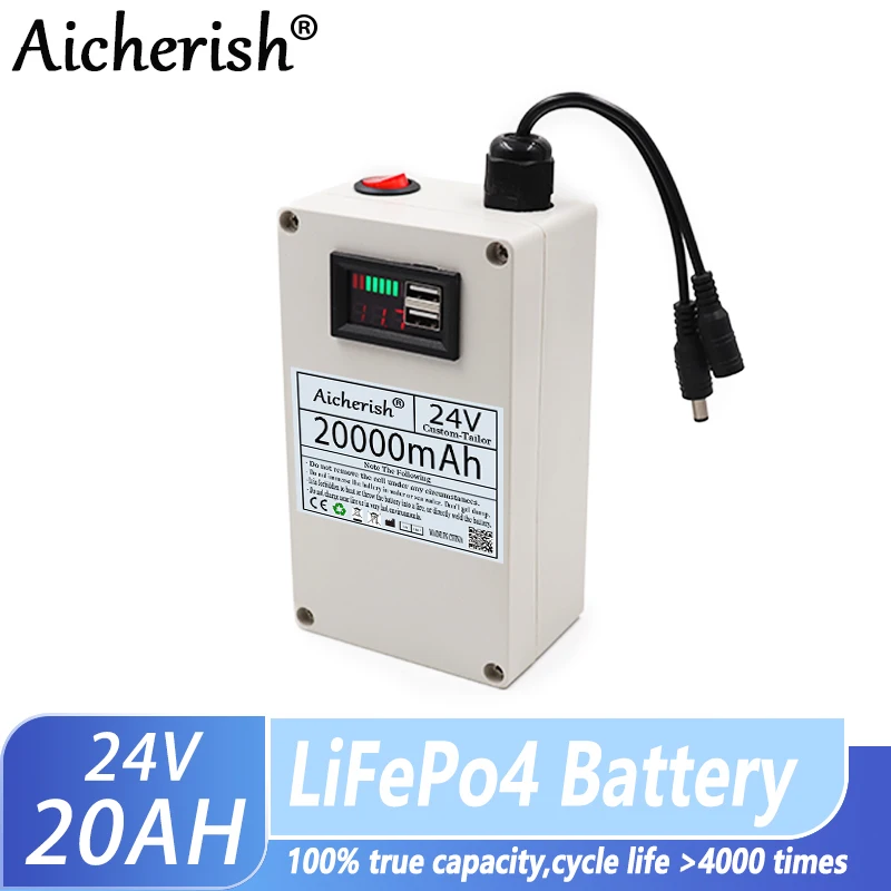 

24V 20000mAh Lithium Iron Phosphate Battery Pack Built-In 20A BMS Protection,For Home Appliance,LED Light 24V LiFePO4 Battery