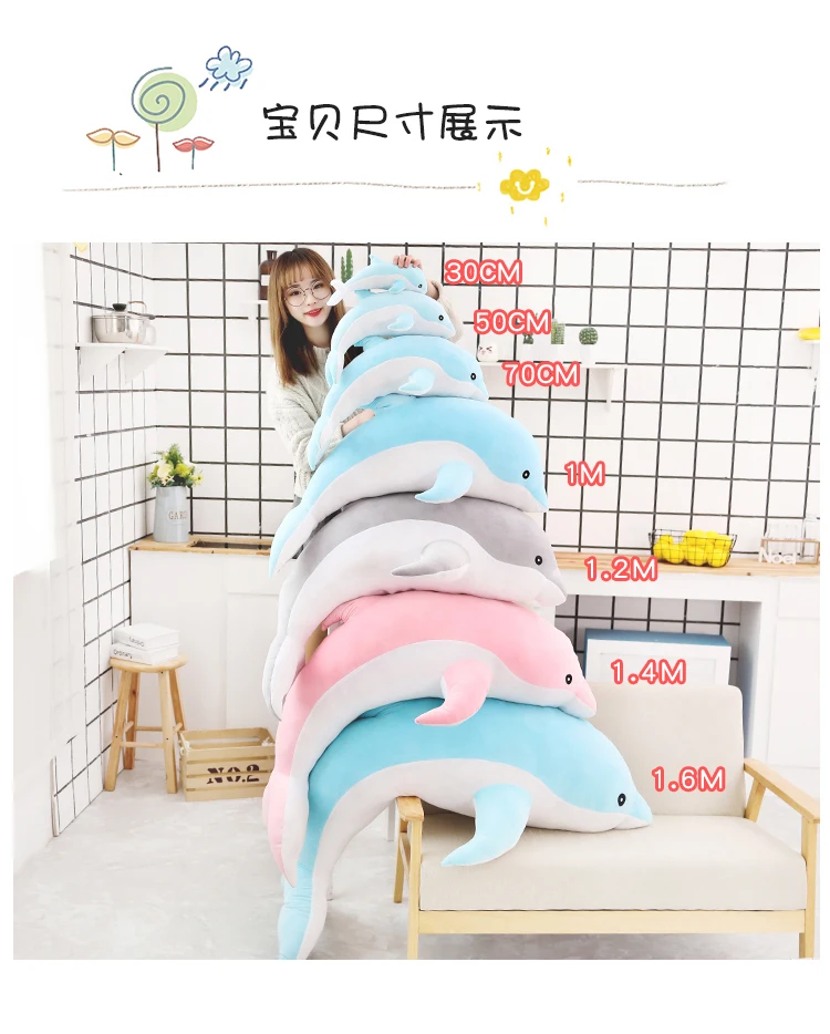 Neue 30 cm Schöne Delphin Plüsch Spielzeug Gefüllte Weiche Niedlichen Tier Puppen Sofa Decor Baby Kissen Kissen für Kinder Kinder geschenke – Detail 1
