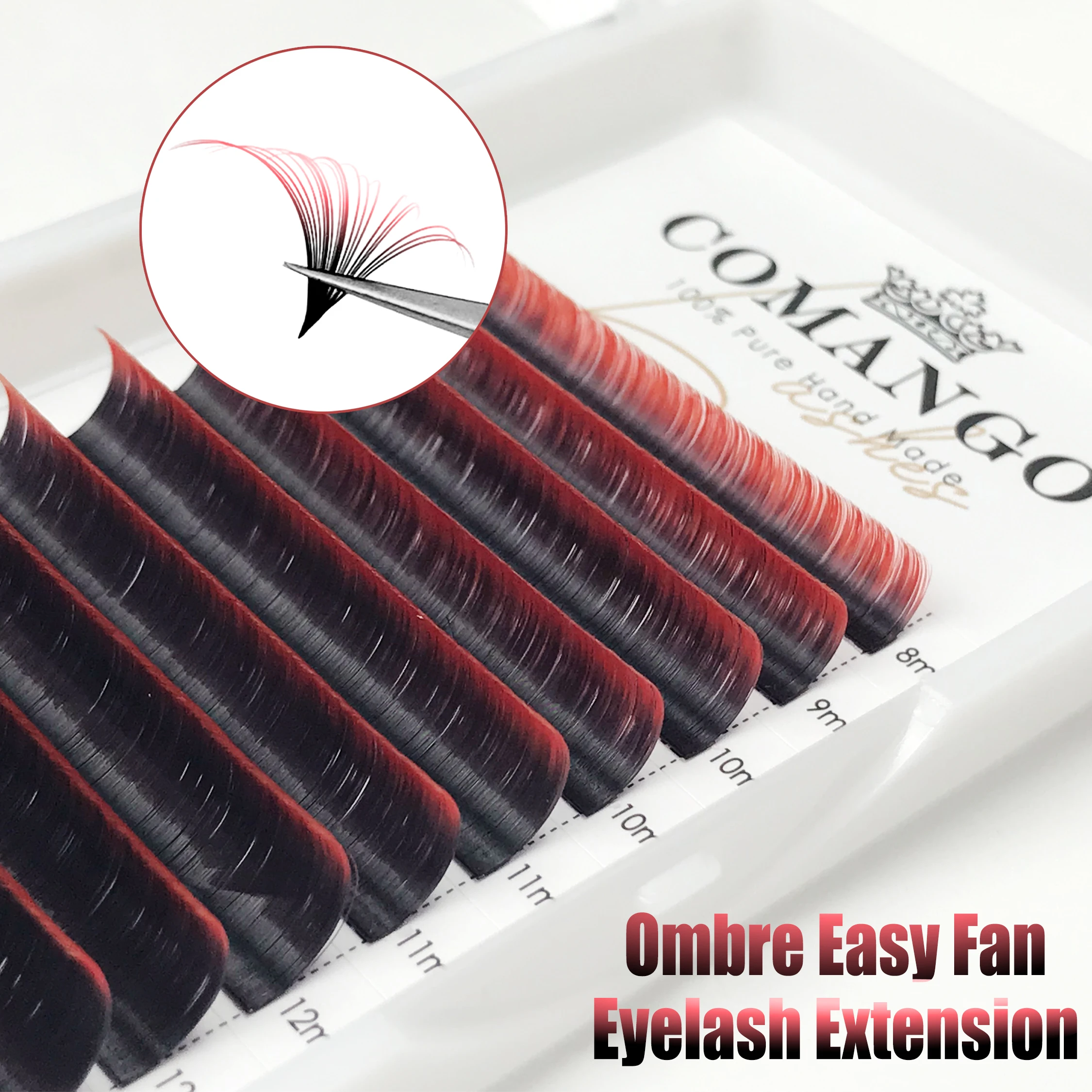 CoMango Ombre Color Easy Fan Russian Volume Eyelash Extension Black Gradient Blue Purple Brown Pink Auto Fan Volume Lashes