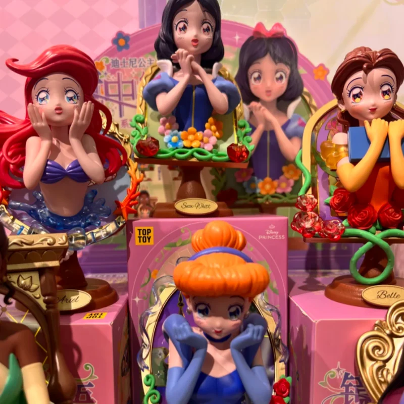 

Original Disney Fairy Tale Blind Box Princess Mirror Whisper Series Action Figure Princess Half Length Statue Customized Gifts