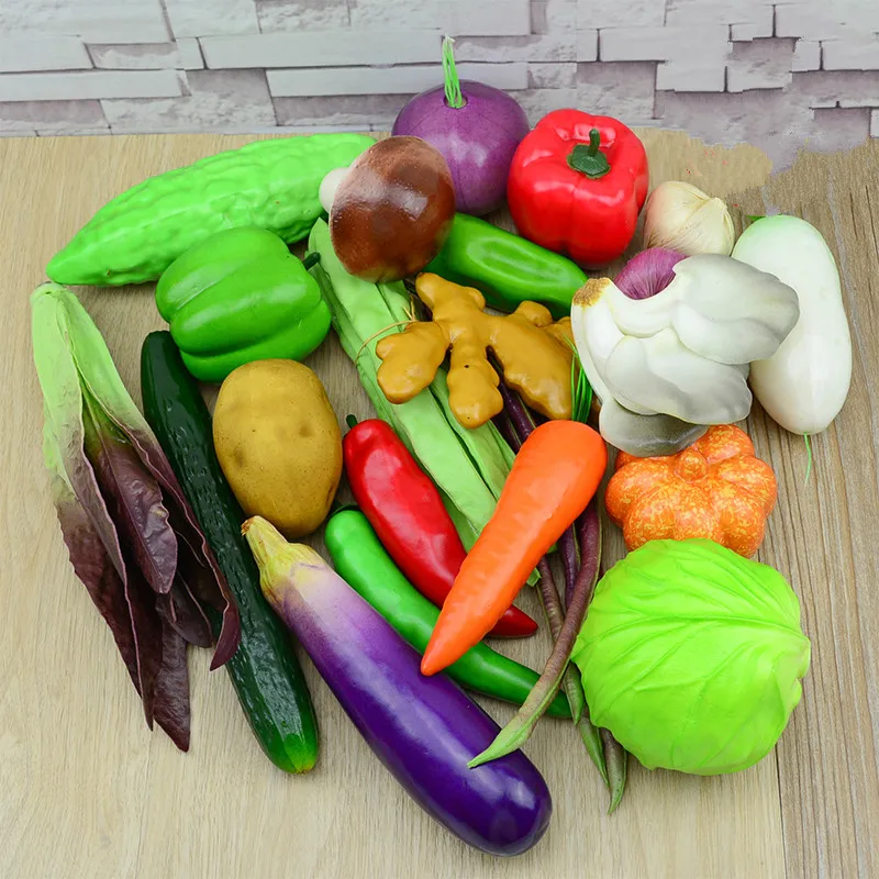 Multiple Style Mini Simulation Artificial Vegetable Pepper Pumpkin Garlic Fruit Fake Pretend Play Cutting Toy Home Decoration