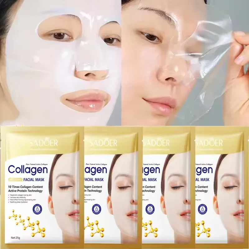 10PCS Collagen Anti Wrinkle Facial Mask Anti Aging Fade Fine Lines Firm Skin Moisturizing Brightening SkinCare Cosmetics New