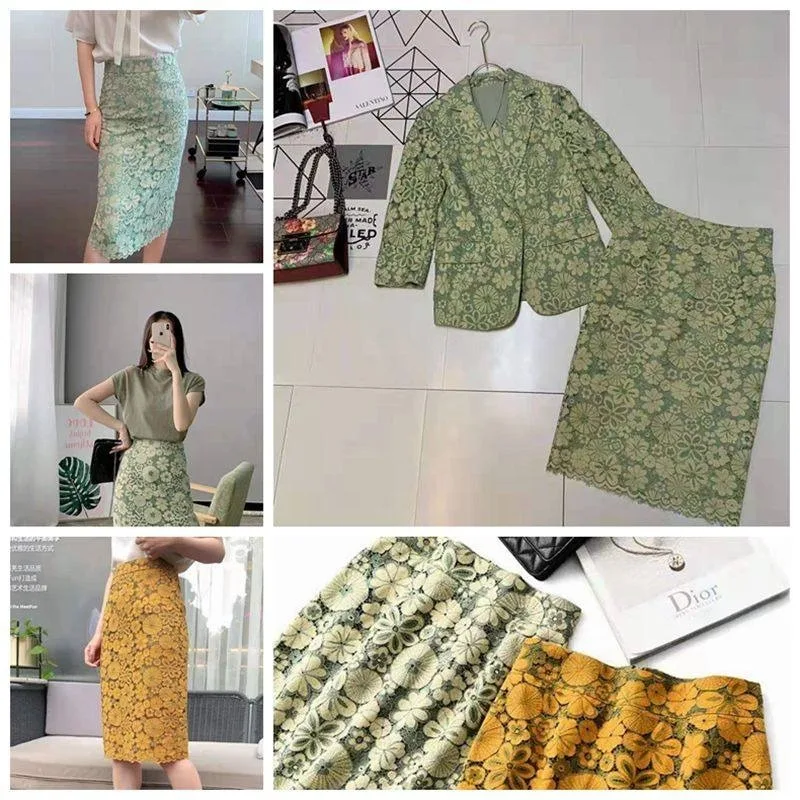 New Exquisite Two Tone Embroidered Lace Fabric Handmade High End Wedding Dress ，Clothing Sewing Fabric Decorative Accessories