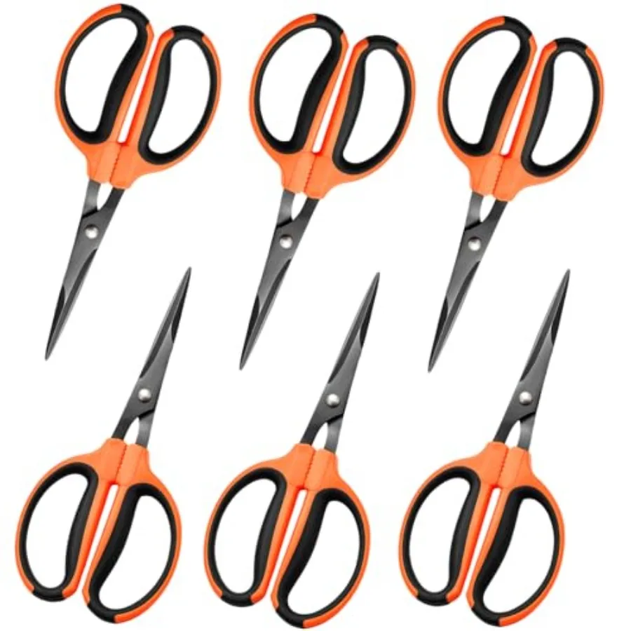 6 Packs Trimming Scissors Teflon Coated Non Stick Blades Pruning Shears Gardening Hand Pruning Snips with Straight Stainl Steel