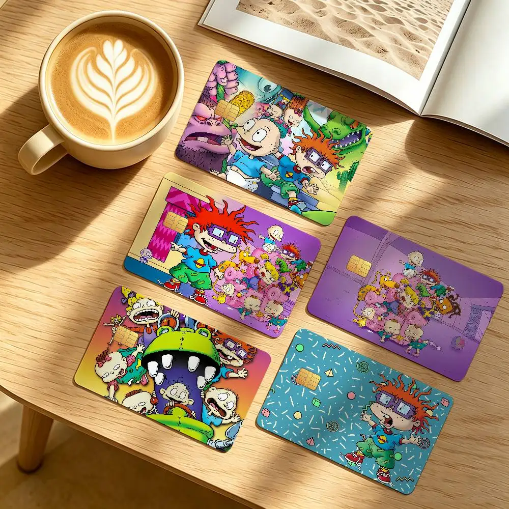 Cartoon R-Rugrats Cute Credit Card Public Transportation Cards Protective Sticker Waterproof Card Face Decoration 4PCS