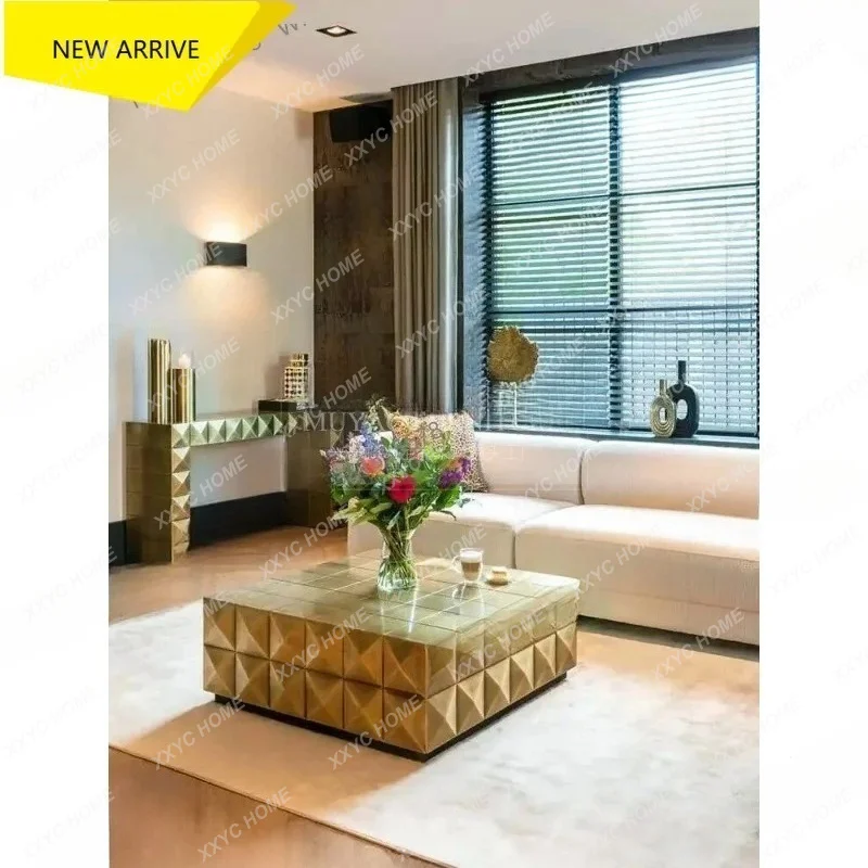 

L retro engraving gold old dining side entrance cabinet coffee table TV cabinet living room