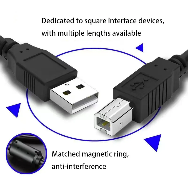 USB 2.0 High Speed Cable Printer Lead A to B Long Black Shielded Tool Data Line Printer Scanner Hard Disk cable