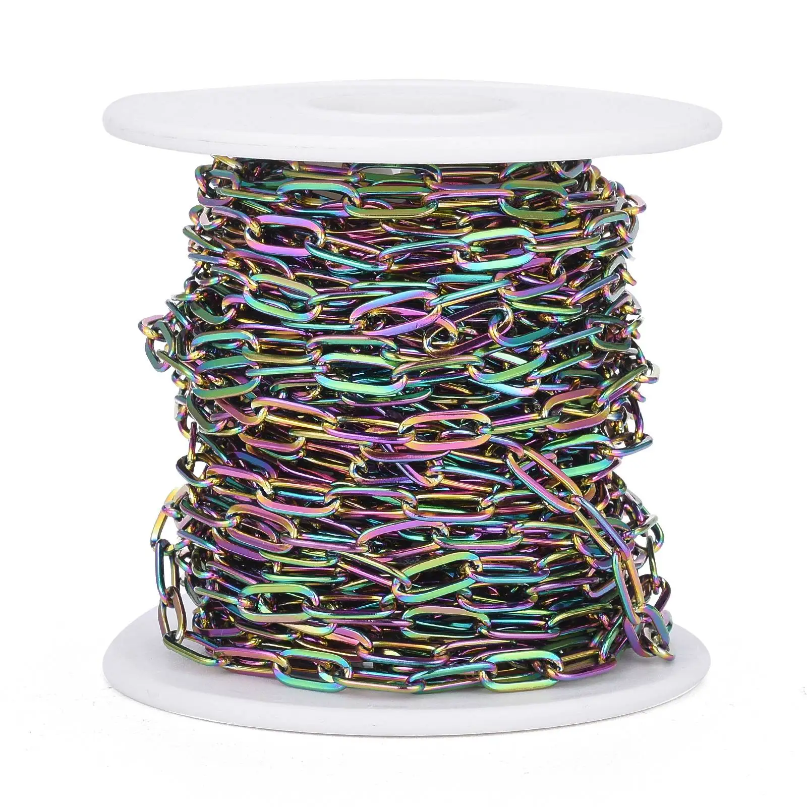 10m Cable Chains Paperclip Chains Stainless Steel Drawn Elongated Soldered Links For DIY Jewelry Making 9.7x4.2x0.9~1mm