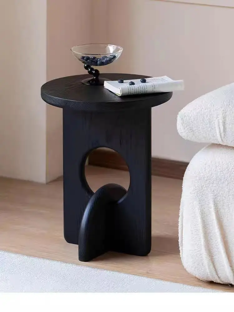 Customizable Nordic Minimalist Solid Wood C-Shaped Side Table - Round Corner Table