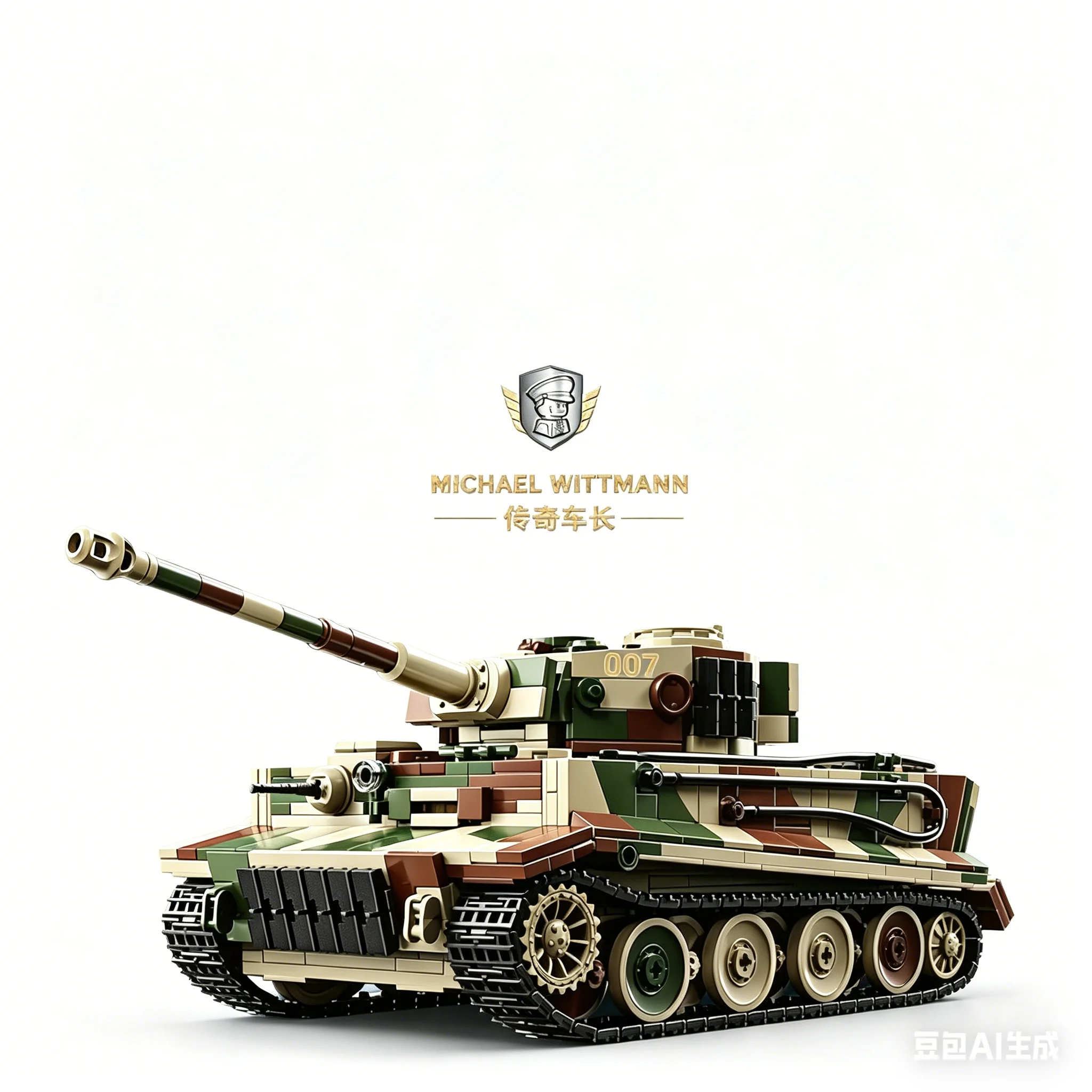 

Wittmann Tiger Tank Late Type No.007 Simulation Military Building Blocks Model DIY Assembly Educational Bricks Toy Gift for Boys