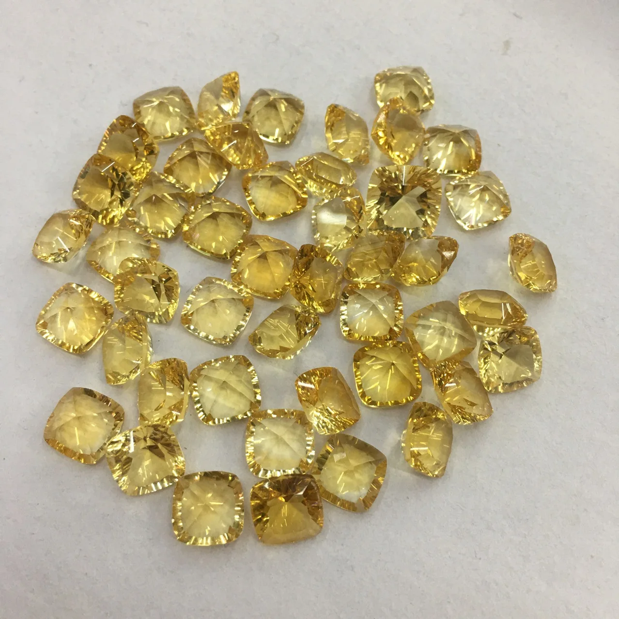 Wholesale 10pcs/pack Genuine Citrine 8mm Square Cushion Brilliant-cut Semi-Precious  Gemstone Jewlery Cabochon Ring Face