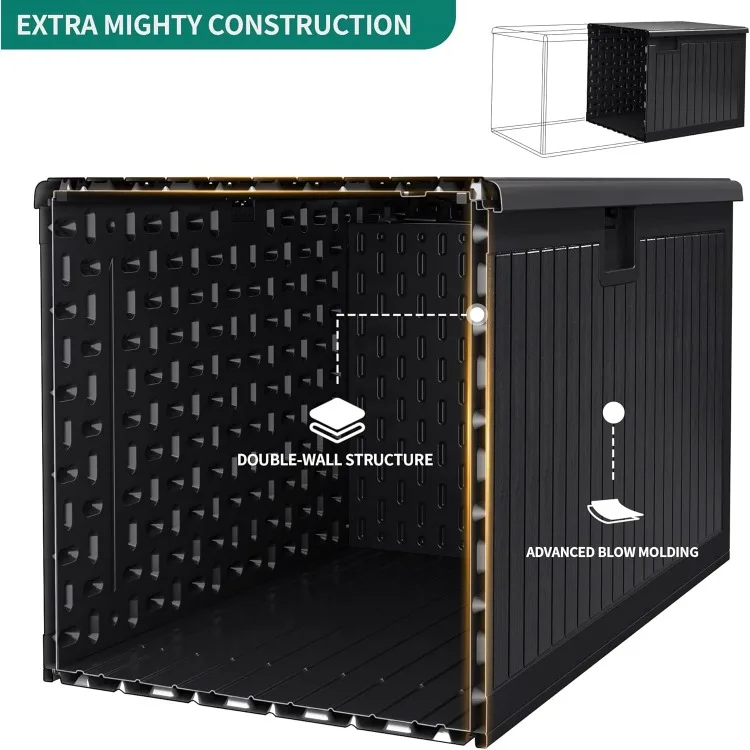 260 Gallon Extra Large Deck Box, Double-Wall Resin Outdoor Storage Box with Flexible Divider for Patio Cushions Pool