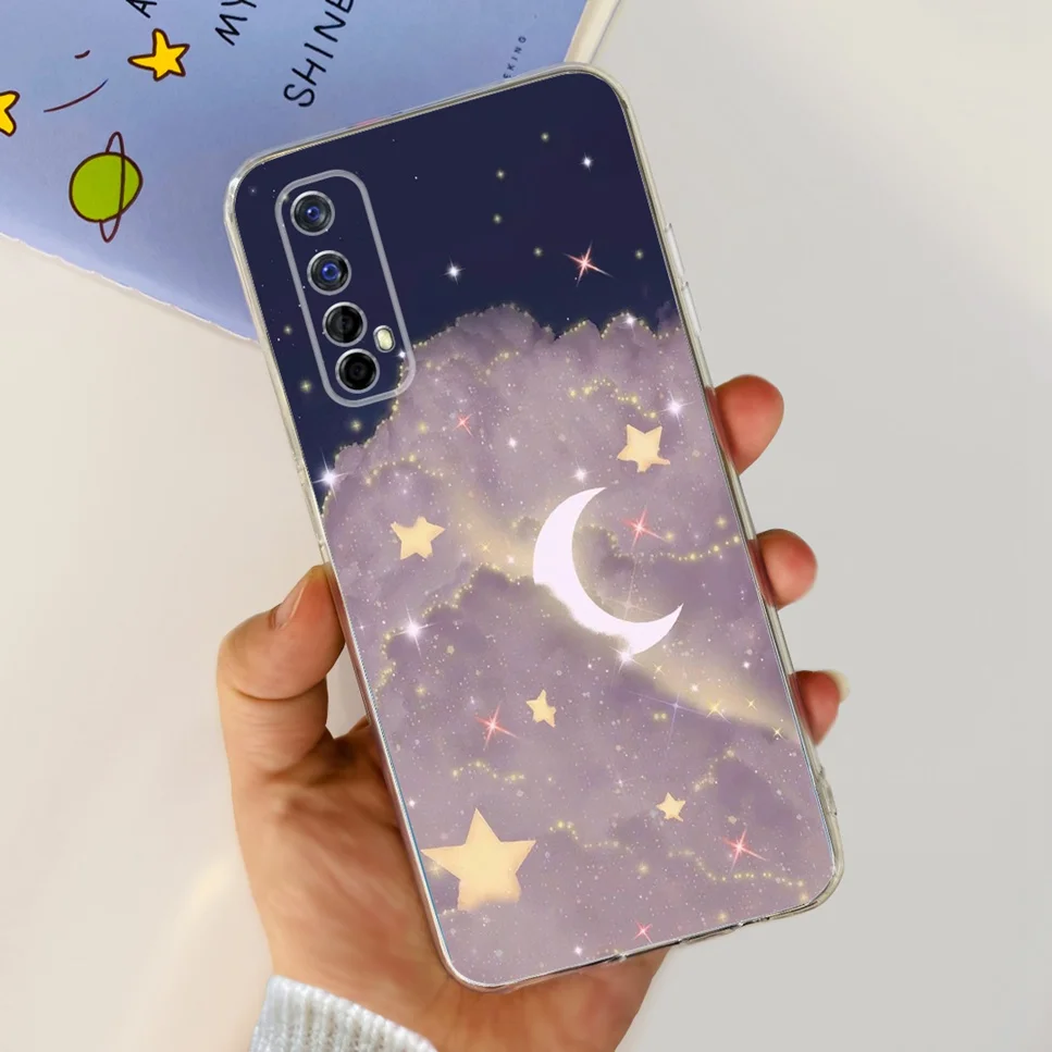For Realme 7 RMX2155 Case Cute Cat Cartoon Astronaut TPU Soft Silicone Clear Cover For Oppo Realme 7 realme7 Phone Case Funda