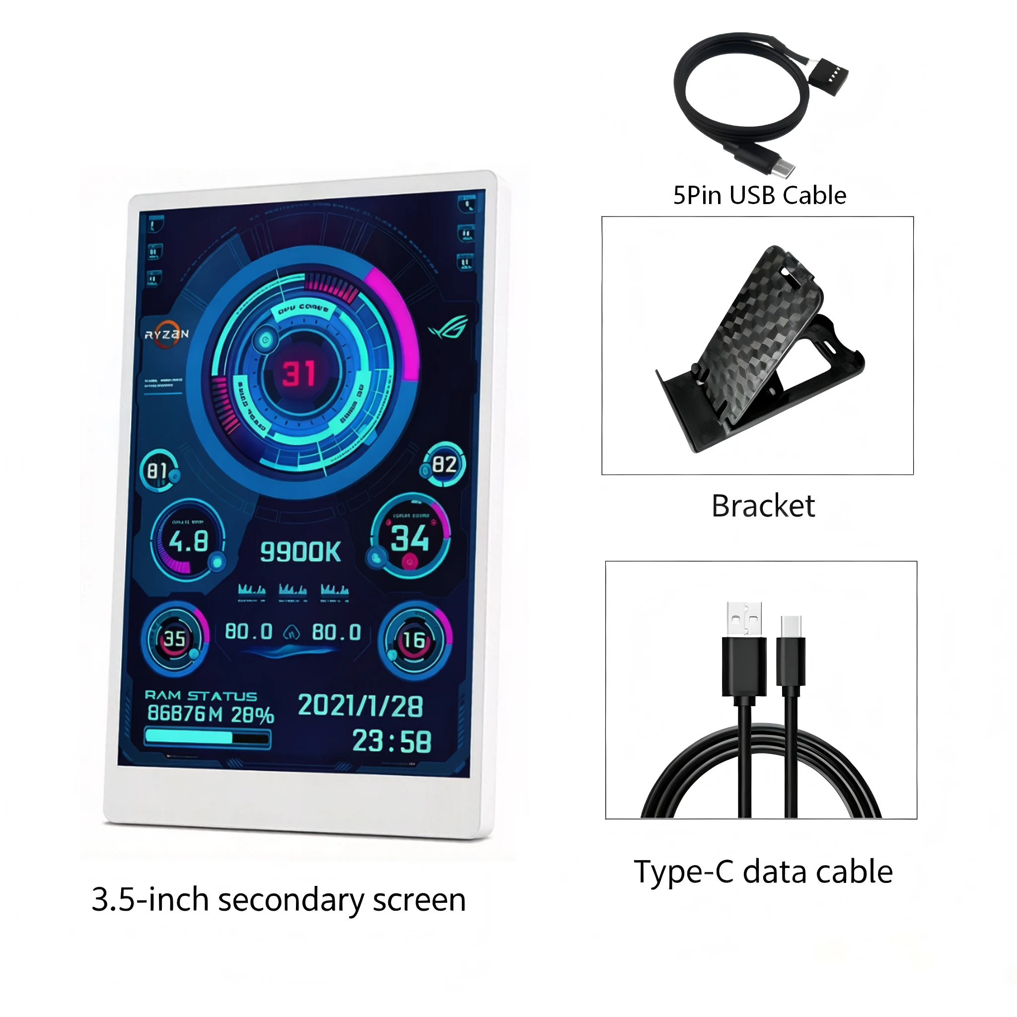 white-5Pin USB