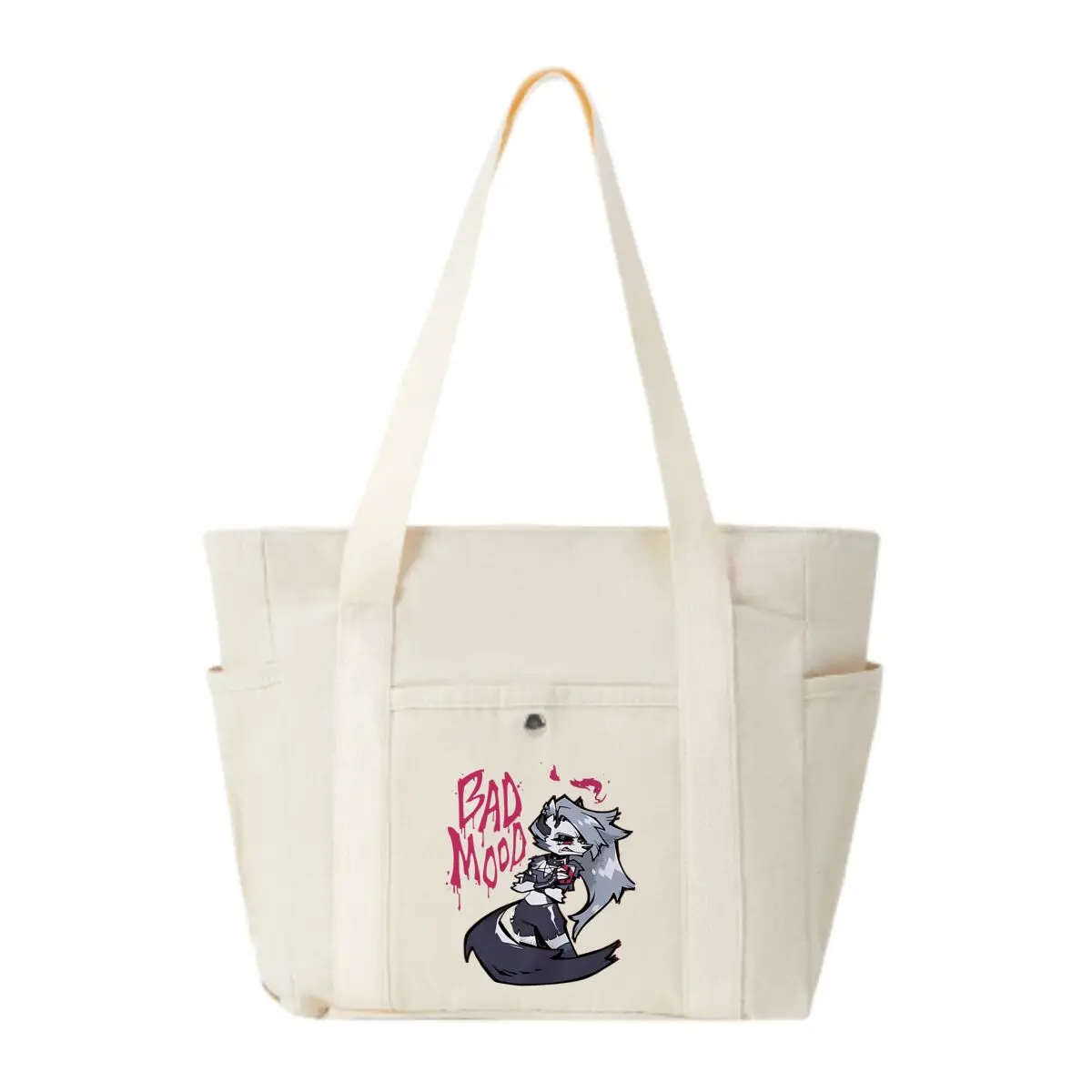 

Bad Mood Anime Manga - Inspired, Edgy Character with Emotion Design Everyday Commute Shoulder Bag Multi-Pocket Fashion Tote