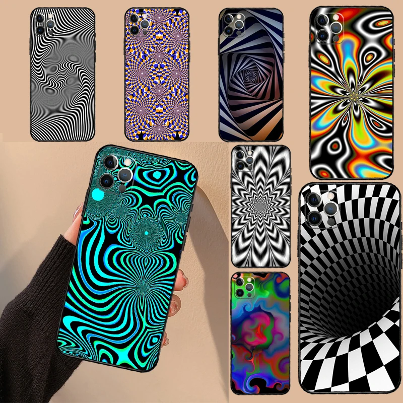 Optical Illusion Print Phone Case For iPhone 15 14 16 Pro Max 13 12 Mini 11 16 Pro Max XS X XR Plus Cover