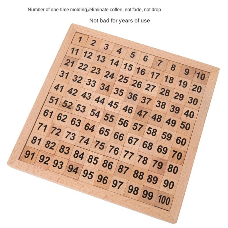 Ayudas para la enseñanza de matemáticas, tablero Digital continuo 1-100, tablero de madera de cien cuadrículas, rompecabezas de educación temprana para niños