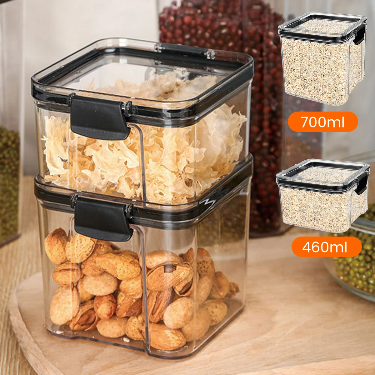 700ml Lebensmittel vorrats behälter Küchen kühlschrank Mehrkorn-Lagert ank transparente versiegelte