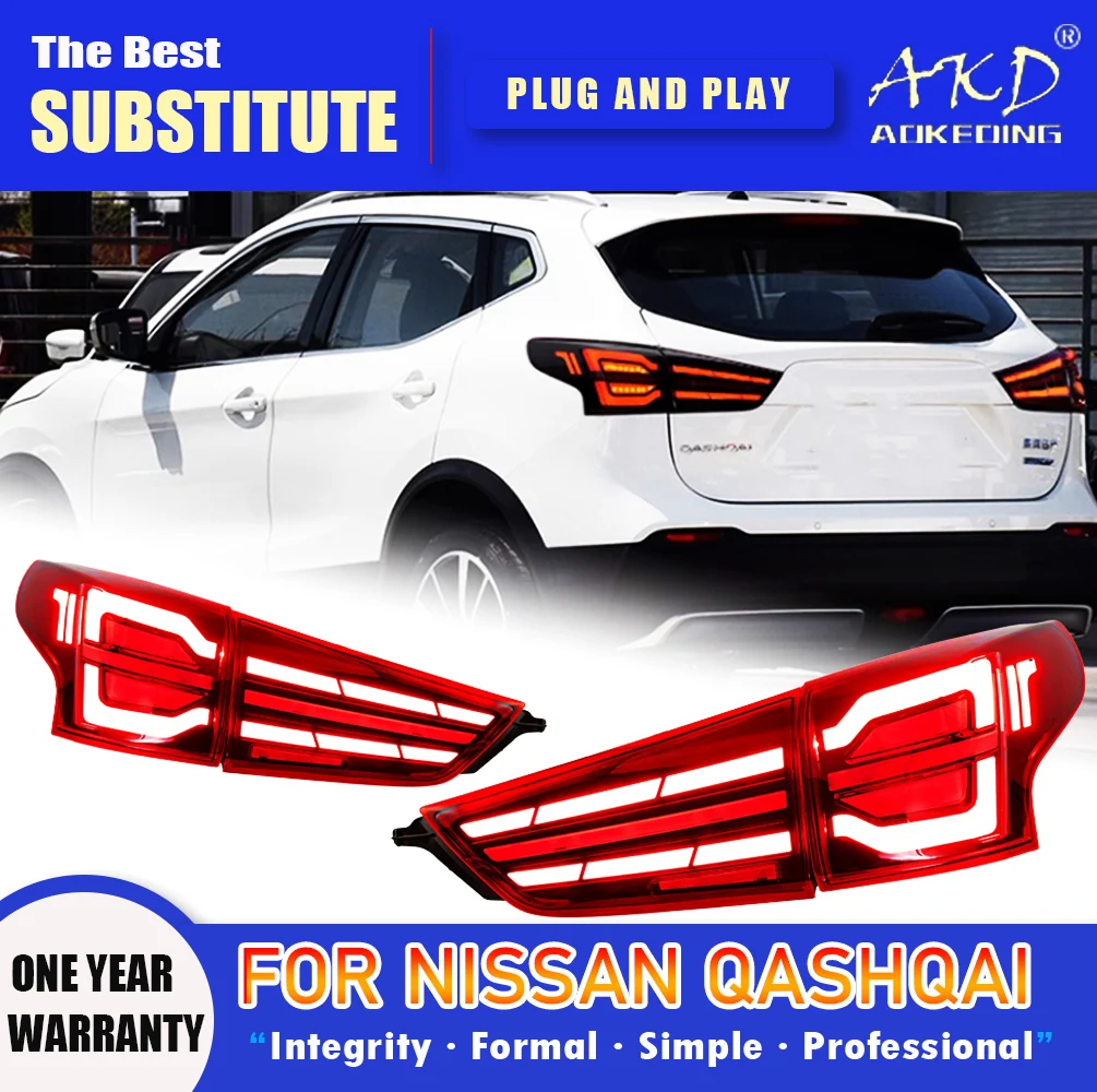 AKD Tail Lamp for Nissan Qashqai LED Tail Light 2017-2021 Qashqai Rear Fog Brake Turn Signal Automotive Accessories