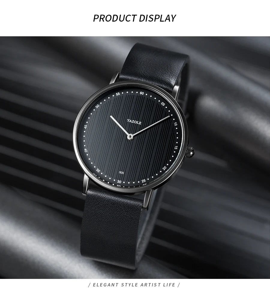 YAZOLE Brand Mens Watches Simple Analog Quartz Wristwatch for Men Casual Leather Strap Fashion Business Male Clock Reloj Hombre