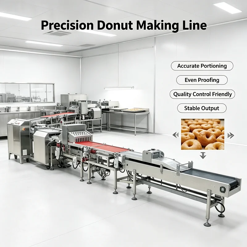 Automatic Donut Making Machine Yeast Doughnut Forming Line High Yield Fryer Commercial for Restaurant Use