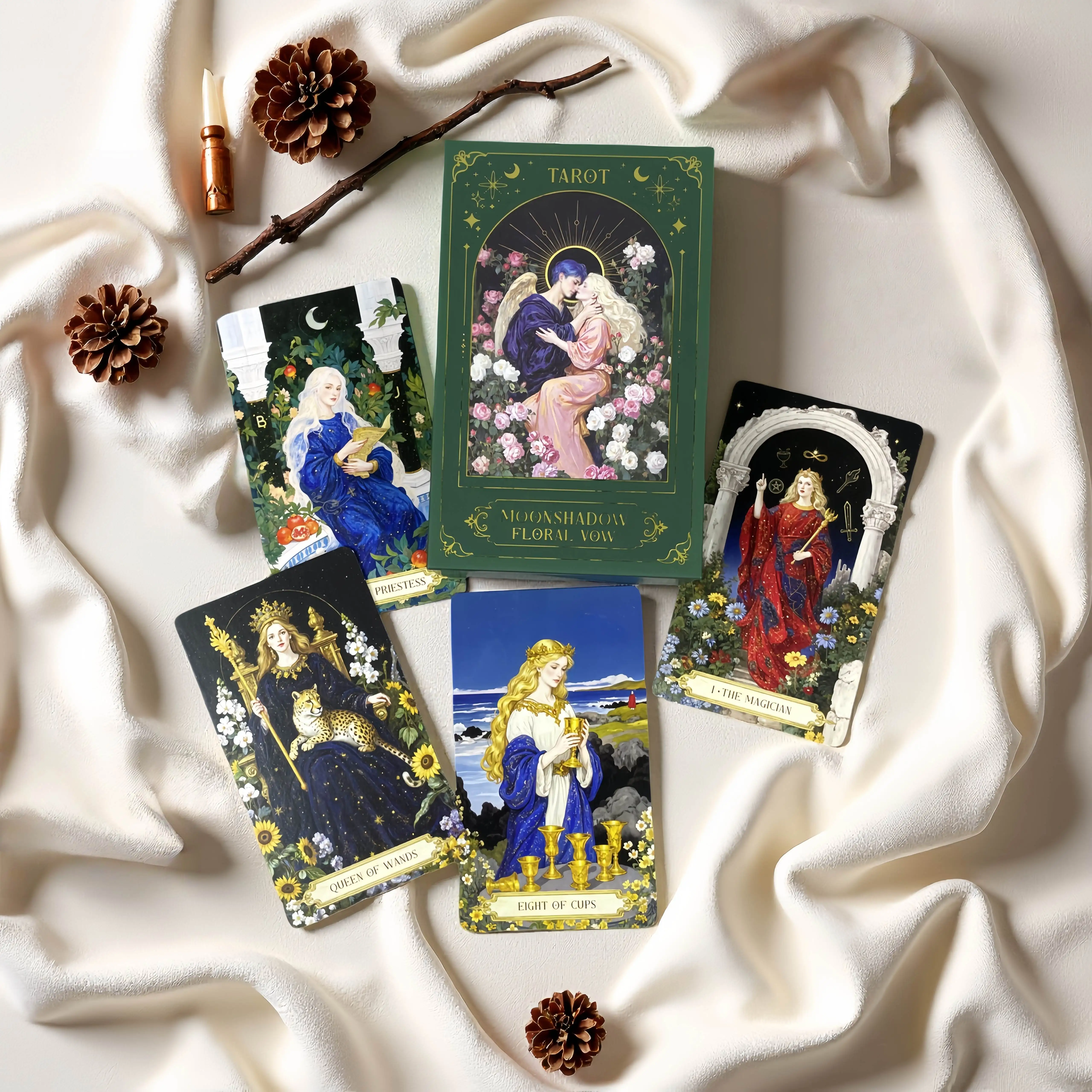 

New Luxury Moonshadow Floral Vow Tarot Cards with Guidebook Original 12x7cm Oracle Tarot Rider Waite Beginners with Meanings