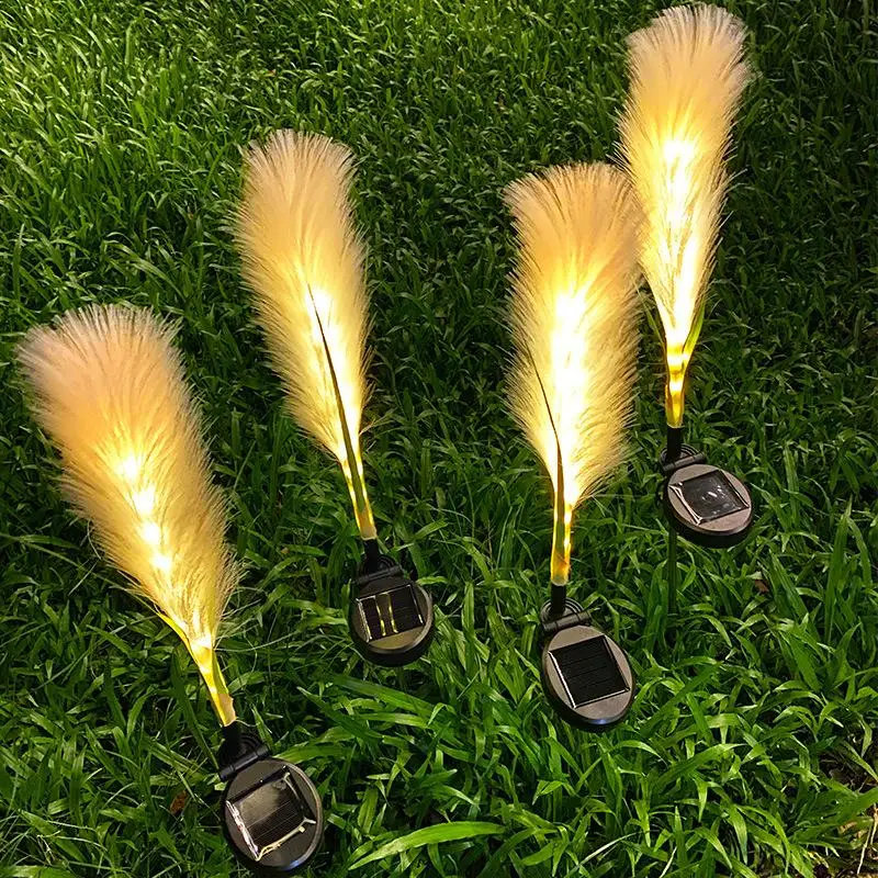 Solar light Fiber optic reed light Outdoor plugged lawn decoration Waterproof luminous energy-saving simulation landscape light