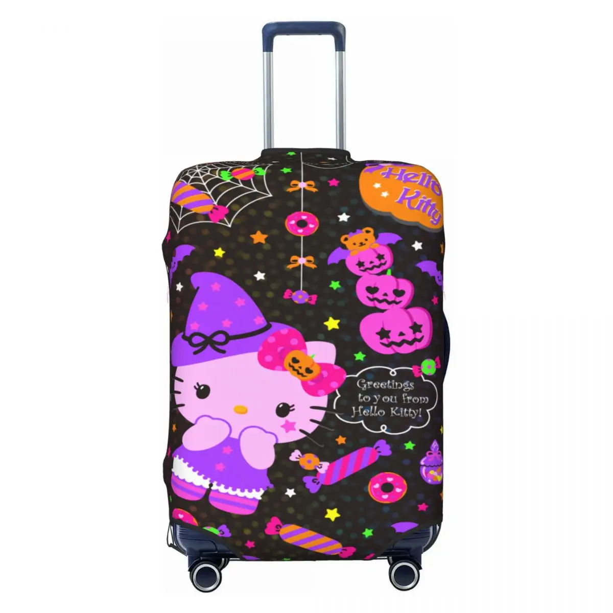 

Cute Hello Kitty Cat Halloween Suitcase Cover Elastic Cartoon Kitten Luggage Covers Protector for 18-32 inch