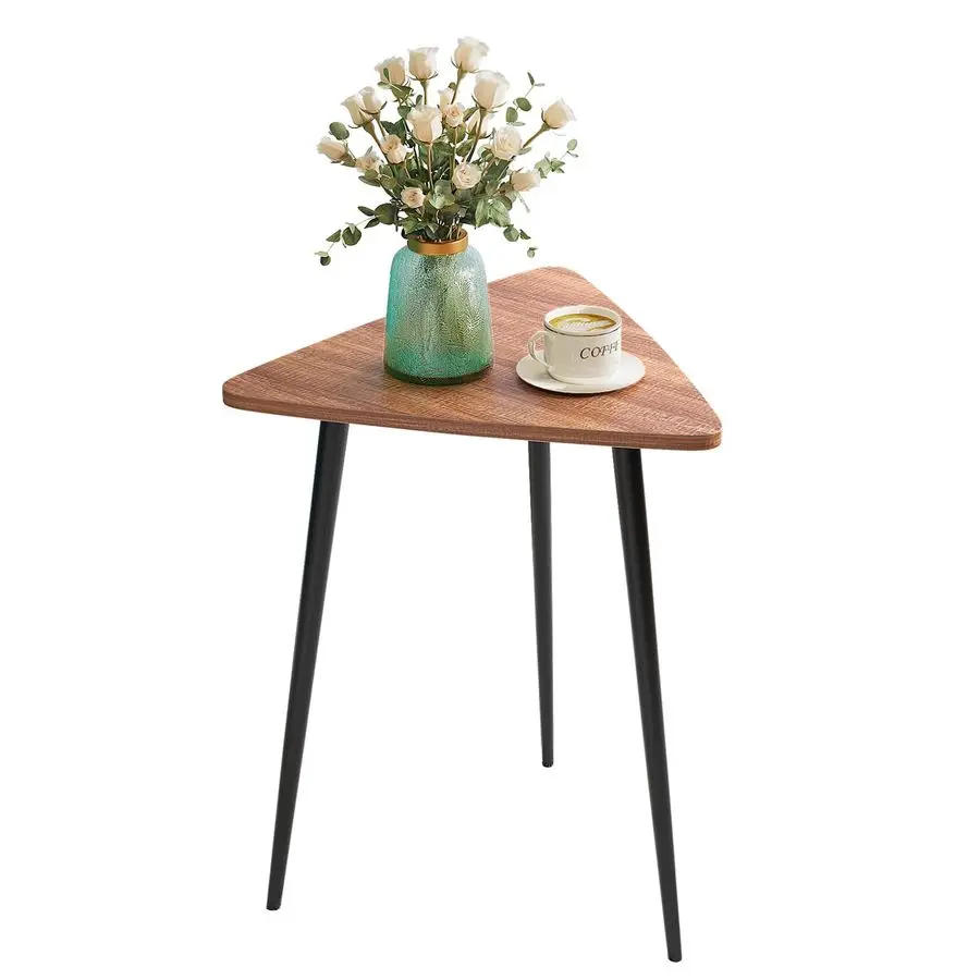 

Small Triangle Side Table, Mid Century Modern Walnut End Table, Unique Night Stand Bedside Table Retro Accent Sofa Table for Li