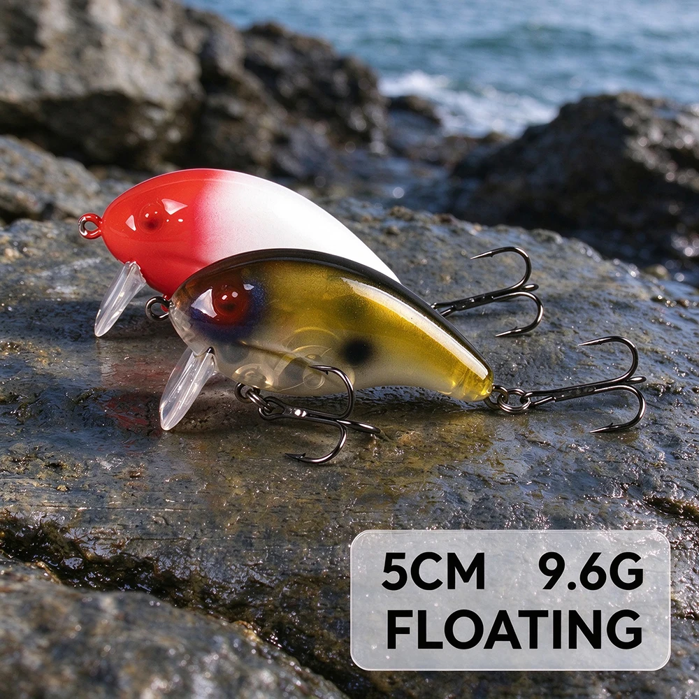 Chan's Huang 5PCS/BOX Floating Crank Fishing Lure 5CM 9.6G Artificial Crankbait Wobbler Kit For Bass Pike Pasca Fishing Tackle