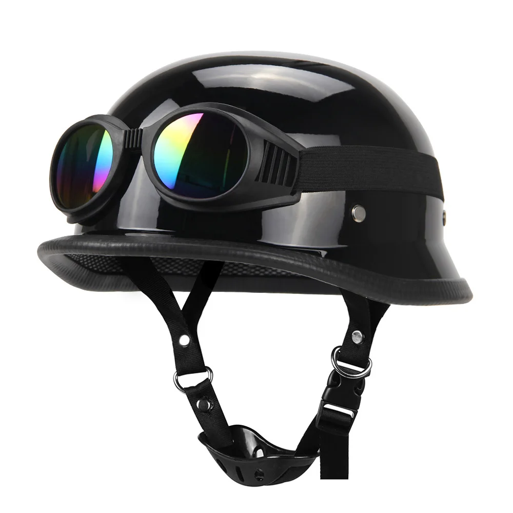 Motorrad Halbhelm Vintage Deutscher Stil Pilot Motorradhelme Open Face Retro Motocross Helm Motorradzubehör Dot