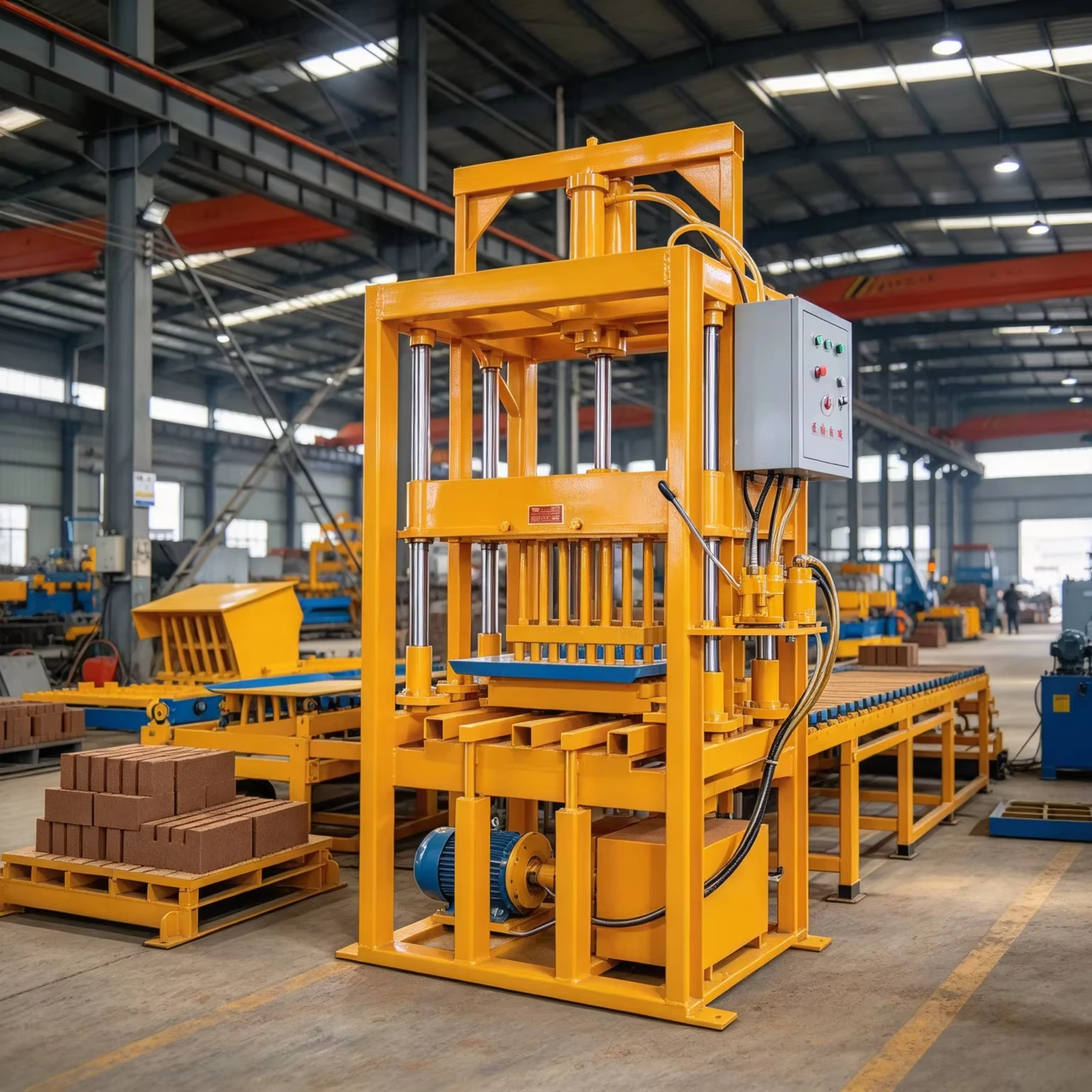 High‑yield Cement Brick Making Machine Block Maker for Hollow Solid Interlocking Building Wall Concrete Paver Block Process