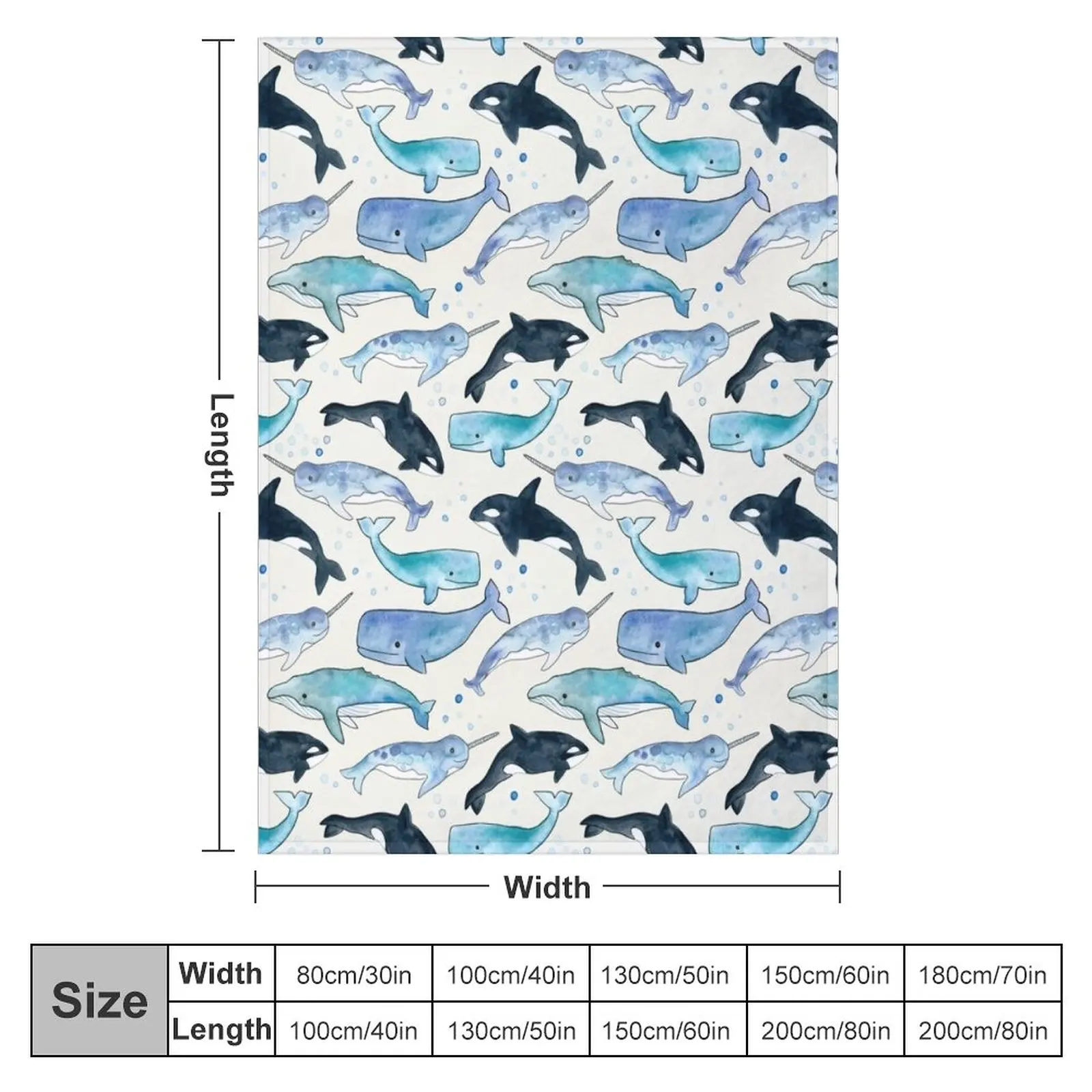 Whales, Orcas & Narwhals Throw Blanket Decorative Bed Blankets Vintage Blanket fluffy blanket Beautiful Blankets