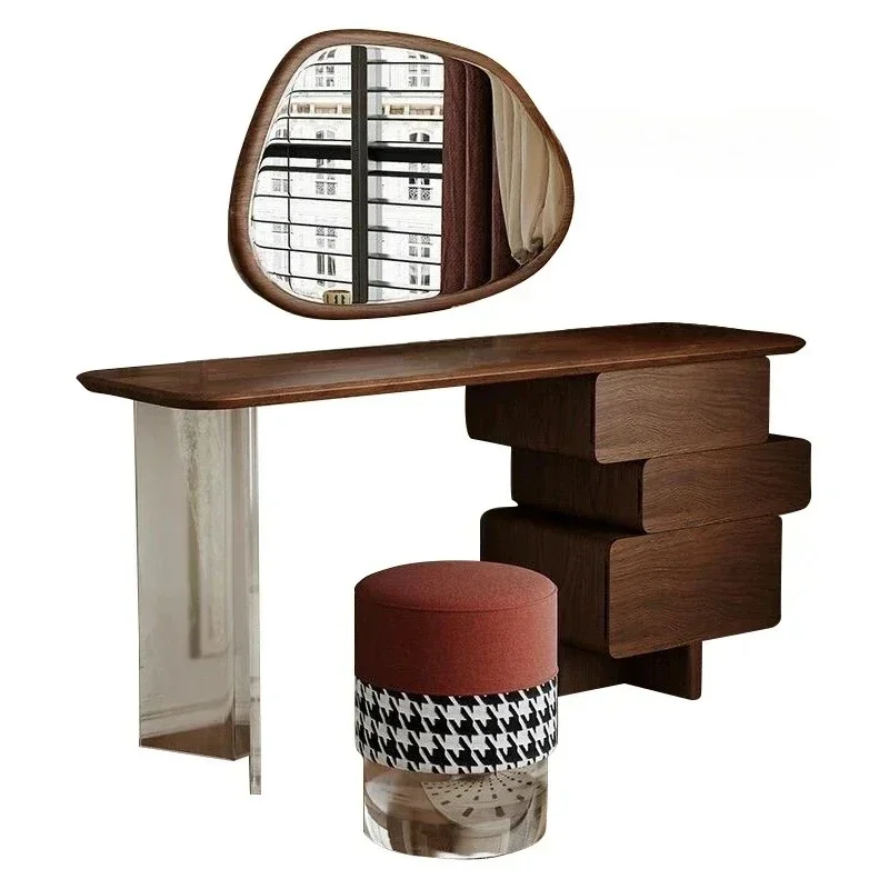 retractable makeup table integrated  French solid wood antique dresser bedroom minimalist