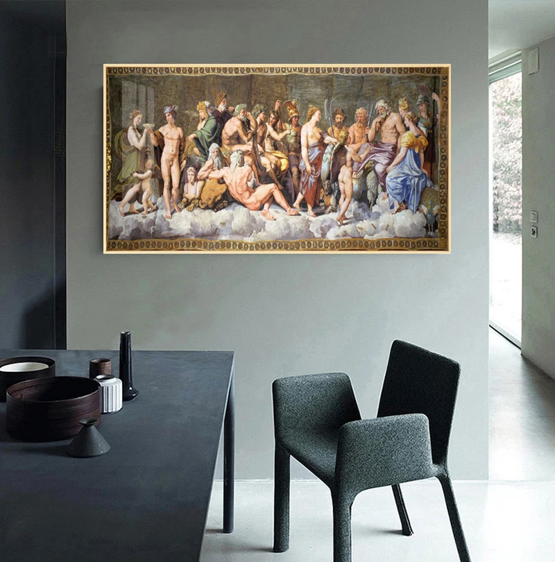 

The School Of Athens Raphael Poster Italian Renaissance Fresco Painting Canvas Print Art Raffaello Sanzio Wall Picture Decor03