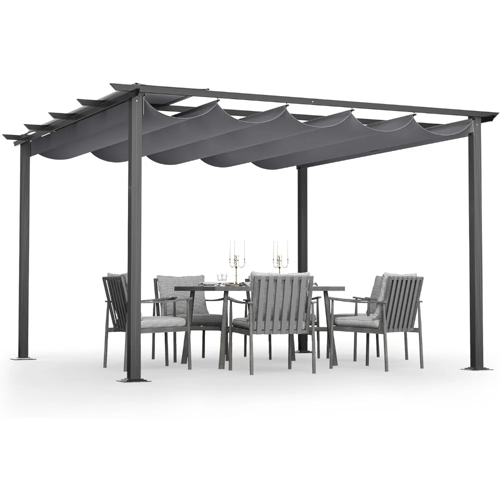 Outdoor Pergolas,12X 12 Pergola Retractable Pergola Canopy for Backyards, Patios, with Sun Shade Canopy, Outdoors Garden Gazebos