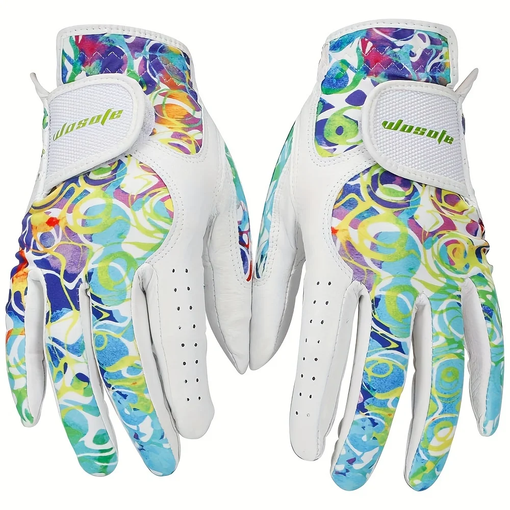 1 Pair Golf Gloves For Women Soft Sheepskin Breathable Stretch Lycra Fashion Non-slip Gloves With Wear-resistant Palm