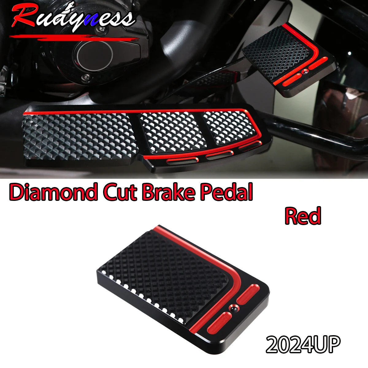 7X Front Rear Diamond Cut Floorboards Footpeg Shifter Brake Pedals For Harley 24 25 26 Touring Street Road Glide FLHXHSE FLTRHSE