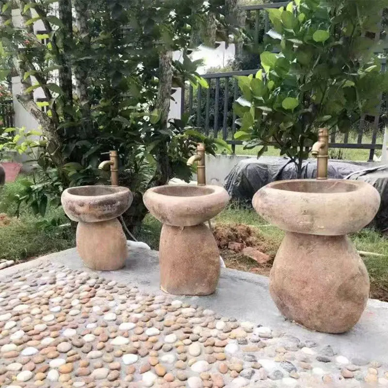 Picture 3: Washbasin Stone Washbasin Pillar Basin Rough Stone Pool Washbasin Cobble Sink