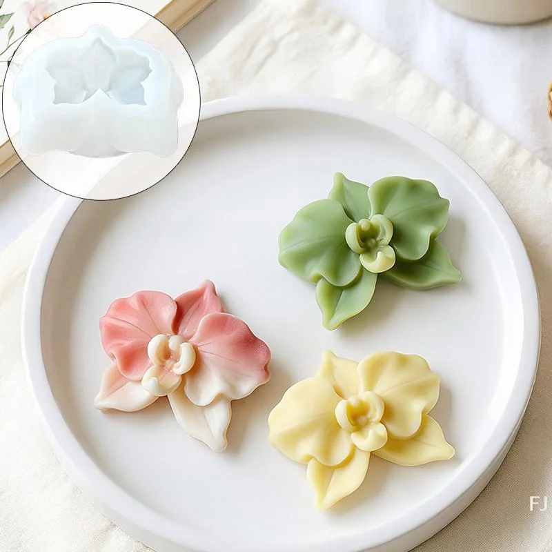 [YU]Creative Phalaenopsis Aromatherapy Candle Mold 3D Reusable Plaster Mold Handmade Silicone Scented Candle Mold Home Decor