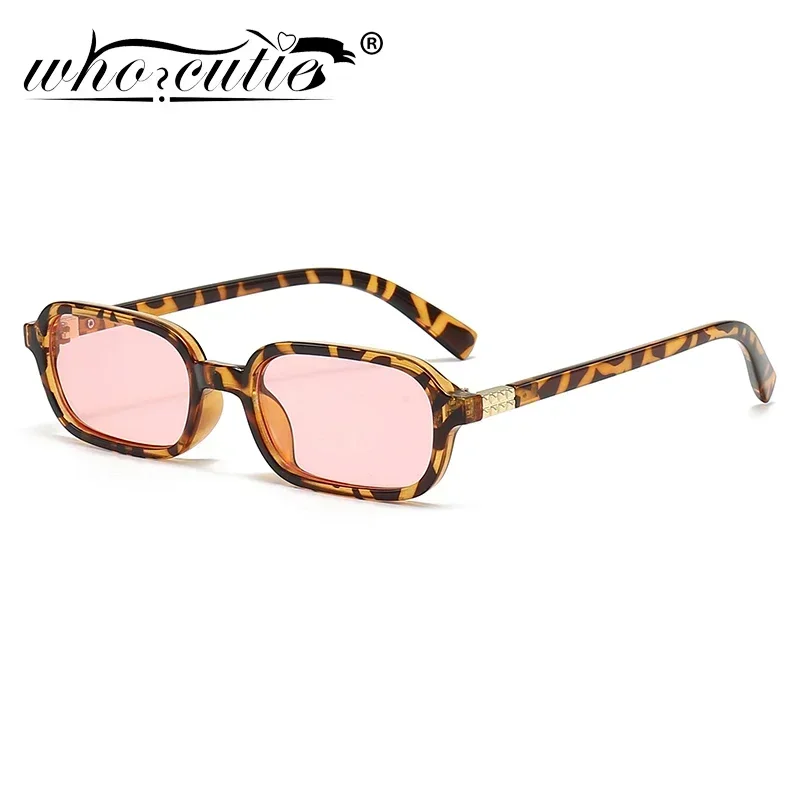 WHO CUTIE, gafas de sol rectangulares de tendencia pequeña para mujer, gafas de sol cuadradas de diseñador de marca de los años 90, gafas de sol rosas, gafas femeninas UV