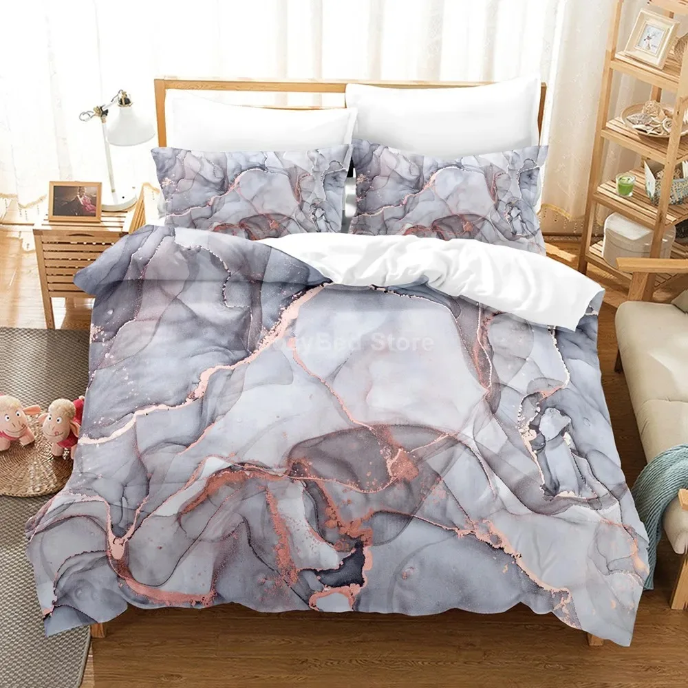 

Grey Purple Marble Bedding Set Art 3d Duvet Cover Sets Comforter Bed Linen Twin Queen King Single Size Room Decor Kids Adult