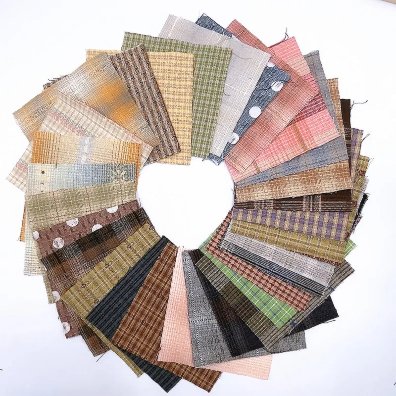 30pcs  Cotton Yarn Dyed Japanese Sewing Fabric Craft Patchwork Quilting Material Accessories Applique Sewing Doll Cloth Bundle