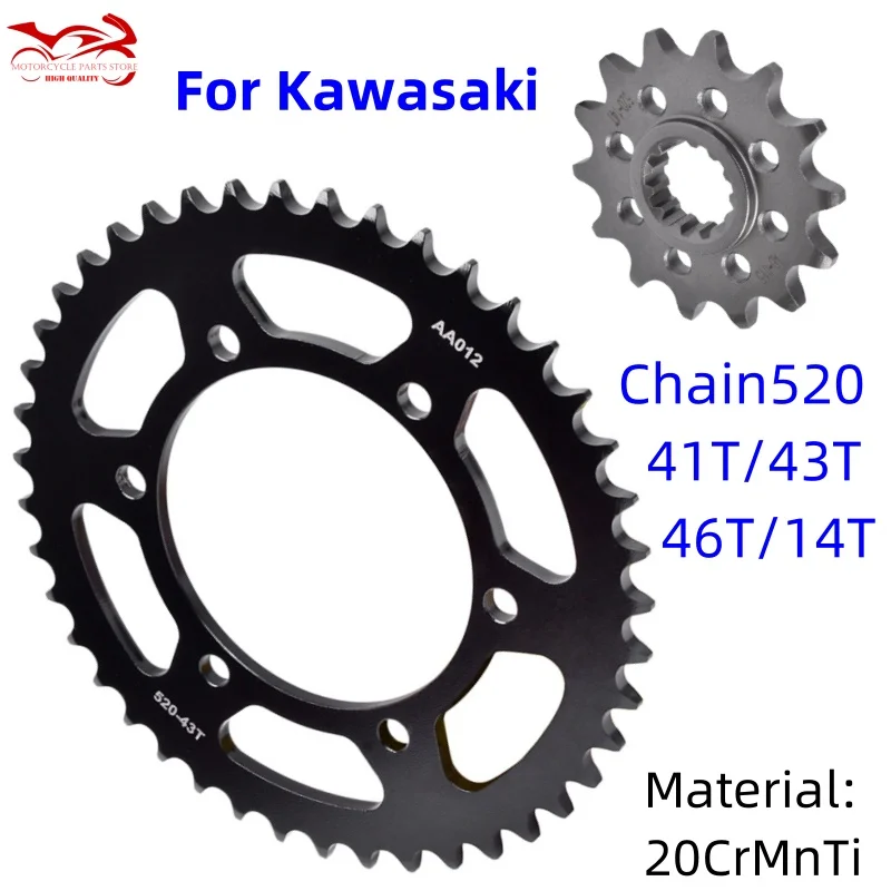 

For Kawasaki EX250 EX300 EX400 R Z250 Z300 Z400 X300 BX250 KLE300 ER EX Z 250 300 400 Ninja ABS CC Motor Sprocket 14/41/43/46 T