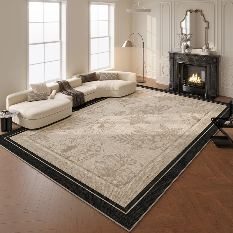 French Style Carpets for Living Room Large Area Bedroom Decor Soft Carpet Washable Lounge Floor Mat Anti-slip Study Flower Rug