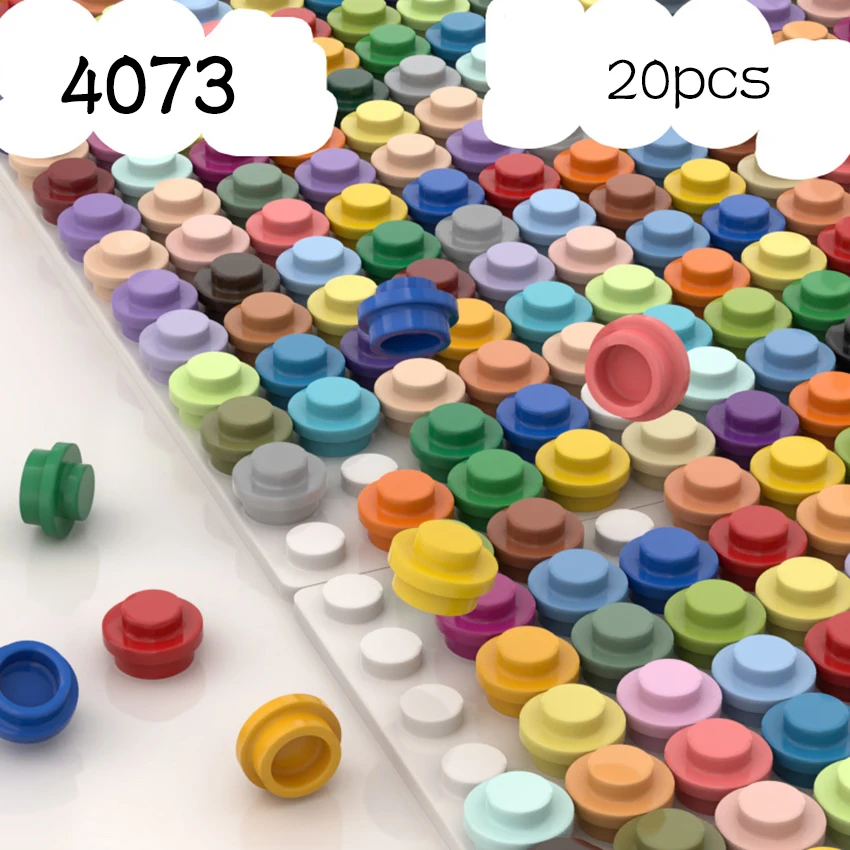 

20pcs MOC Assemble Particles 6141 15570 Plate Round 1x1 Dot DIY Building Blocks 1x1 Figures Lamp Bricks Toy Compatible with 4073